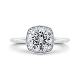 Diamond Halo Engagement Ring in 14K White Gold (Semi-Mount)