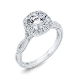 Split Shank Split Shank Round Diamond Halo Engagement Ring in 14K White Gold (Semi-Mount)