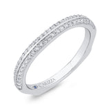 Euro Shank Double Row Diamond Wedding Band in 14K White Gold
