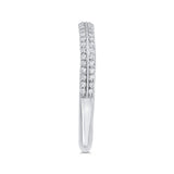 Euro Shank Double Row Diamond Wedding Band in 14K White Gold