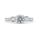 Round Diamond Three-Stone Plus Engagement Ring with Round Shank in 14K White Gold (Semi-Mount)
