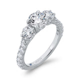 Round Diamond Three-Stone Plus Engagement Ring with Round Shank in 14K White Gold (Semi-Mount)