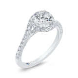 Round Diamond Halo Engagement Ring in 14K White Gold (Semi-Mount)