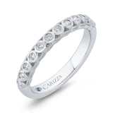 Bezel Set Diamond Wedding Band with Milgrain 14K White Gold