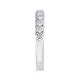 Bezel Set Diamond Wedding Band with Milgrain 14K White Gold