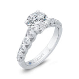 Bezel Set Round Diamond Engagement Ring with Milgrain 14K White Gold (Semi-Mount)