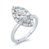 Marquise Cut Diamond Engagement Ring with Round Shank in 14K White Gold (Semi-Mount)