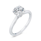 Round Diamond Solitaire Plus Engagement Ring with Milgrain 14K White Gold (Semi-Mount)