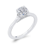Cushion Cut Diamond Solitaire Plus Engagement Ring  in 14K White Gold (Semi-Mount)