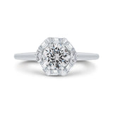 Round Diamond Halo Engagement Ring in 14K White Gold (Semi-Mount)