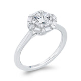 Round Diamond Halo Engagement Ring in 14K White Gold (Semi-Mount)