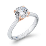 Round Diamond Solitaire Plus Engagement Ring with Milgrain 14K Two Tone Gold (Semi-Mount)