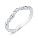 Bezel Set Diamond Wedding Band with Milgrain 14K White Gold