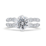 Split Shank Bezel Set Round Diamond Split Shank Engagement Ring with Milgrain 14K White Gold (Semi-Mount)
