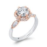 Round Diamond Engagement Ring with Milgrain 14K Two Tone Gold (Semi-Mount)