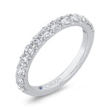 Half Run Diamond Wedding Band with Round Shank in 14K White Gold