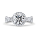 Split Shank Round Diamond Halo Engagement Ring in 14K Two Tone Gold (Semi-Mount)