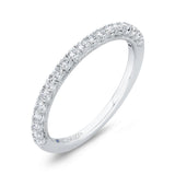 Half Run Diamond Wedding Band with Milgrain 14K White Gold
