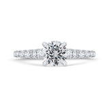 Round Diamond Solitaire Plus Engagement Ring with Milgrain 14K White Gold (Semi-Mount)