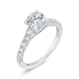 Round Diamond Solitaire Plus Engagement Ring with Milgrain 14K White Gold (Semi-Mount)