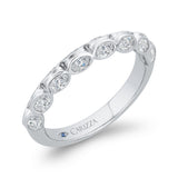 Bezel Set Double Row Diamond Wedding Band in 14K White Gold