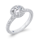 Split Shank Round Diamond Double Row Engagement Ring  in 14K White Gold (Semi-Mount)