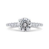 Round Diamond Engagement Ring with Milgrain 14K White Gold (Semi-Mount)