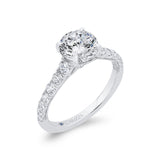Round Diamond Engagement Ring with Milgrain 14K White Gold (Semi-Mount)
