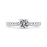 Diamond Solitaire with Accents Engagement Ring in 14K White Gold