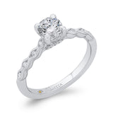 Diamond Solitaire with Accents Engagement Ring in 14K White Gold