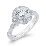 Diamond Halo Engagement Ring in 14K White Gold (Semi-Mount)