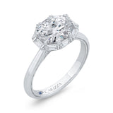 Oval Cut Diamond Cathedral Engagement Ring in 14K White Gold (Semi-Mount)