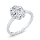 Oval Cut Diamond Halo Engagement Ring in 14K White Gold (Semi-Mount)