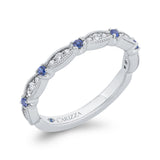 Round Diamond & Sapphire Wedding Band in 14K White Gold