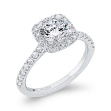 Diamond Halo Engagement Ring in 14K White Gold (Semi-Mount)