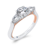 Round Diamond Three-Stone Plus Engagement Ring in 14K Two Tone Gold (Semi-Mount)
