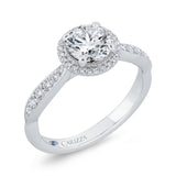 Diamond Halo Engagement Ring in 14K White Gold (Semi-Mount)