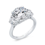 Round Diamond Three-Stone Plus Engagement Ring in 14K White Gold (Semi-Mount)