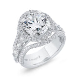 Split Shank Diamond Halo Engagement Ring in 14K White Gold (Semi-Mount)