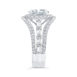 Split Shank Diamond Halo Engagement Ring in 14K White Gold (Semi-Mount)
