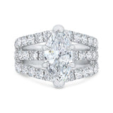 Three Row Marquise Cut Diamond Engagement Ring in 14K White Gold (Semi-Mount)