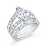 Three Row Marquise Cut Diamond Engagement Ring in 14K White Gold (Semi-Mount)