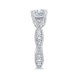 Cushion Cut Diamond Criss-Cross Engagement Ring in 14K White Gold (Semi-Mount)