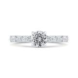 Bezel Set Round Diamond Engagement Ring in 14K White Gold