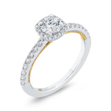 Diamond Halo Engagement Ring in 14K Two Tone Gold