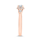 Three Stone Plus Round Diamond Engagement Ring in 14K Rose Gold