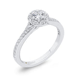 Diamond Halo Engagement Ring in 14K White Gold