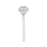Cushion Cut Diamond Halo Engagement Ring in 14K White Gold