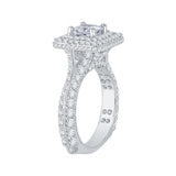 Princess Cut Diamond Double Halo Engagement Ring in 14K White Gold (Semi-Mount)