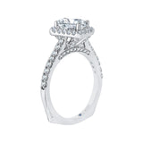 Emerald Cut Diamond Halo Engagement Ring with Band In 14K White Gold (Semi-Mount)